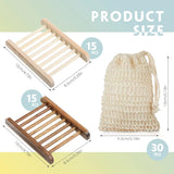 Sustainably Crafted Wooden Soap Dishes + Natural Fiber Pouches - 100% Hand-Finished