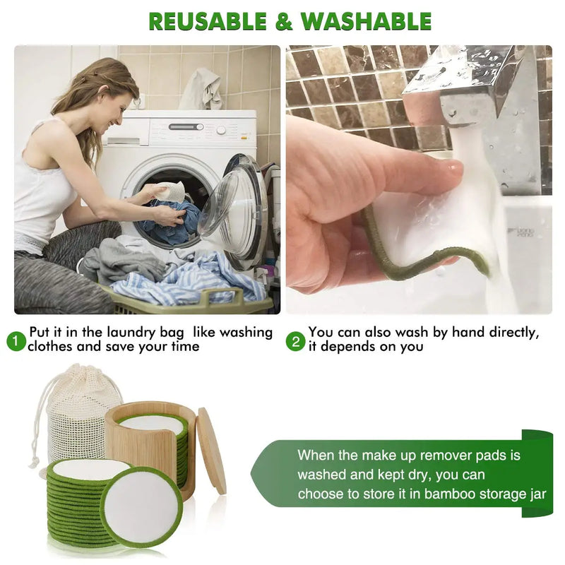 20-Pack Washable Makeup Remover Pads - Superior Absorbency & Softness