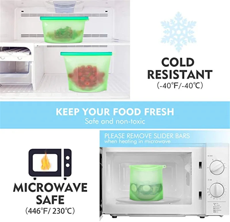 Premium Food-Grade Silicone Bags - Versatile, Dishwasher-Safe & Durable