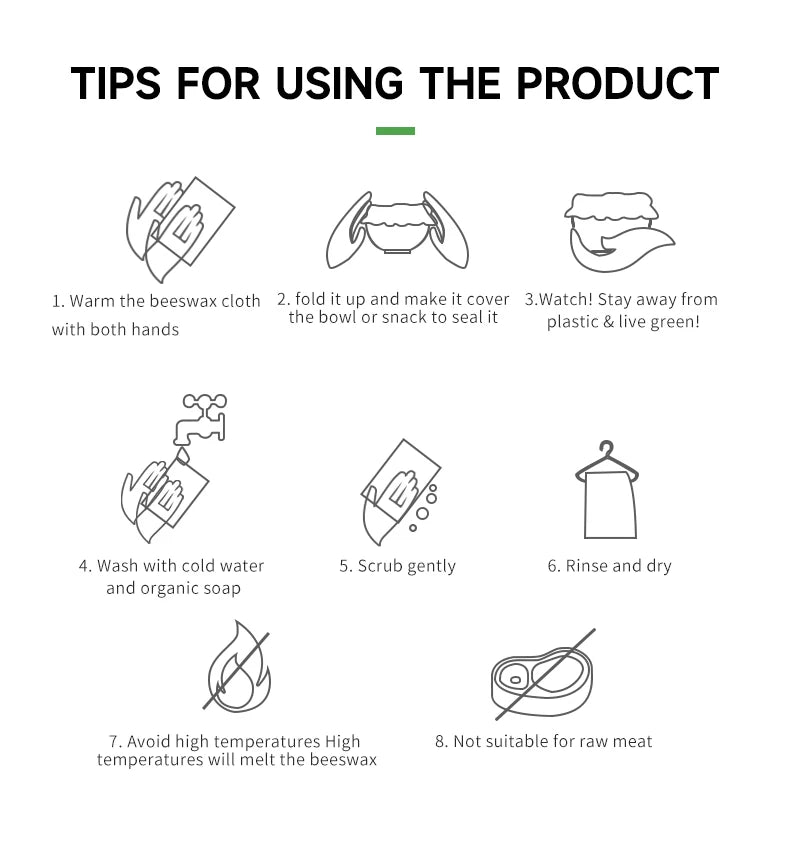 9x Natural Beeswax Wraps