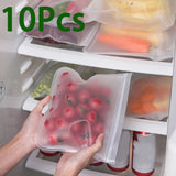 10-Piece Set - Durable Food-Grade Silicone Storage Bags (BPA-Free & Non-Toxic)
