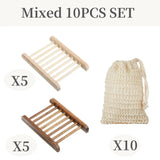 Sustainably Crafted Wooden Soap Dishes + Natural Fiber Pouches - 100% Hand-Finished