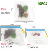 10-Piece Set - Durable Food-Grade Silicone Storage Bags (BPA-Free & Non-Toxic)